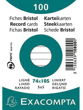Exacompta Karteikarte DIN A7 liniert weiß 205 g/m² 100 Stück PEFC