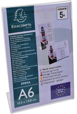 Exacompta Tischaufsteller Office Exacryl DIN A6 – beidseitig nutzbar, Acryl kristall