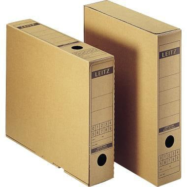 LEITZ Archivbox Premium DIN A4 mit Verschlussklappe, 63 mm Füllhöhe, naturbraun