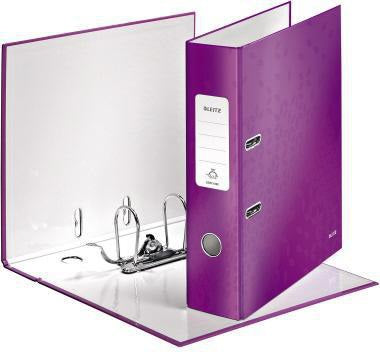 LEITZ Ordner WOW 10050001 DIN A4 80 mm Graupappe perlweiß – 180° Präzisionshebelmechanik