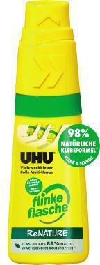 UHU Alleskleber flinke Flasche ReNATURE 100g – Lösemittelfrei, auswaschbar, nachhaltig