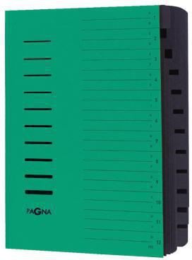 PAGNA Ordnungsmappe DIN A4, 12 Fächer A-Z/1-12, rot, Pressspankarton 240 g/m², Gummizugverschluss