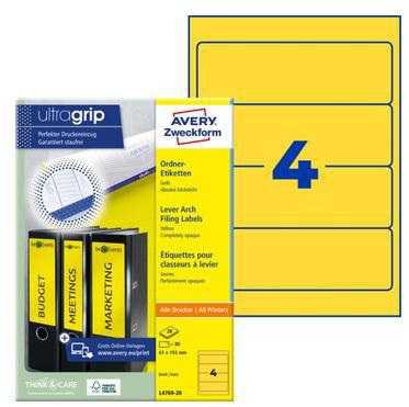 AVERY ZWECKFORM Ordnerrückenetiketten ultragrip 61 x 192 mm gelb 400 Stück