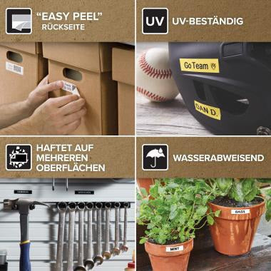 DYMO D1 Schriftbandkassette 9 mm x 7 m schwarz auf grün – UV-beständig und wieder ablösbar