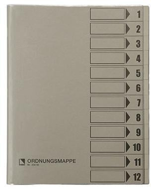 BENE Ordnungsmappe 83800GN DIN A4 mit 12 Fächern in Grün – Recyclingkarton, 250 g/m²