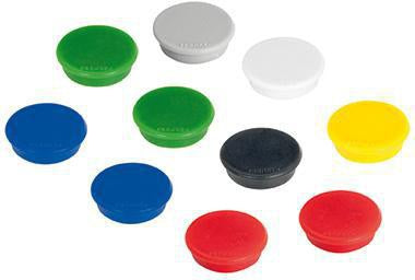 FRANKEN Haftmagnete HM10 rot 13 mm – 10 Stück mit Kunststoffkappe für Whiteboards