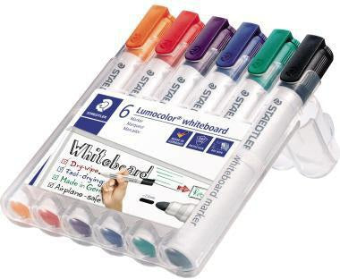 STAEDTLER Lumocolor 351 Whiteboardmarker 6er Set – 2 mm Rundspitze, nachfüllbar, Made in Germany