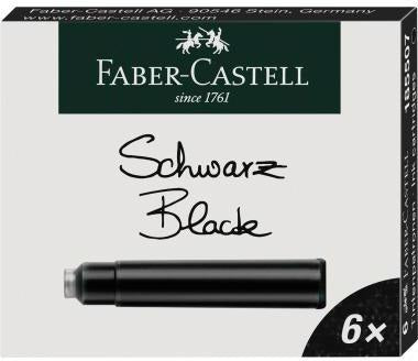 Faber-Castell Tintenpatronen Standard Schwarz – 6 Stück, Nicht Löschbar