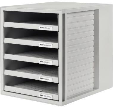 HAN Schubladenbox SCHRANK-SET 1401-11 DIN A4 5 Schubladen lichtgrau