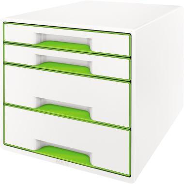 LEITZ Schubladenbox WOW CUBE 52132001 mit 4 Schubfächern, weiß/grau, stapelbar