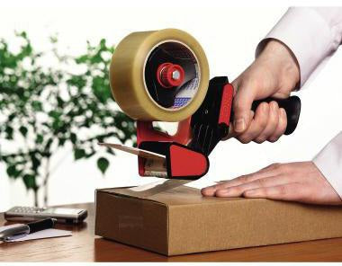 tesa Packbandabroller tesapack Classic 56403-00000 – Metall-Abroller in Schwarz/Rot für tesapack- und tesafilm-Rollen