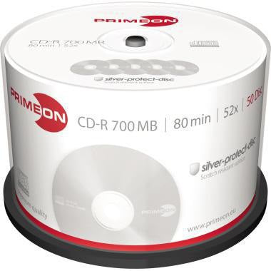 PRIMEON CD-R 700 MB 52x Spindel 50 Stück – silver-protect-disc Oberfläche