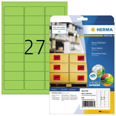 HERMA Neonetiketten 5045 63,5x29,6 mm neonrot 540 Stück für Laserdrucker & Kopierer