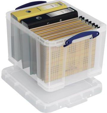 Really Useful Box Aufbewahrungsbox 35C 35l transparent – Stapelbar, DIN A4, Bügelverschlüsse