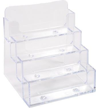 Exacompta Visitenkartenhalter Office 71158D – 4 Fächer, Polystyrol kristall, 94 x 85 mm