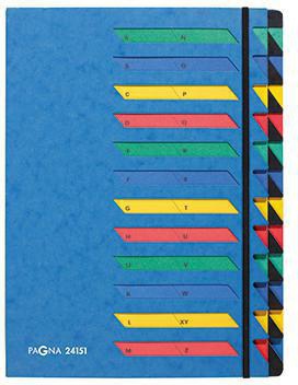 PAGNA Ordnungsmappe Deskorganizer Classic 24 Fächer DIN A4 blau – A-Z, Gummizug, Made in Germany