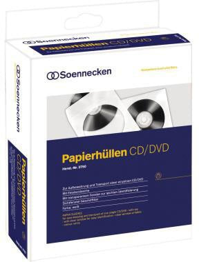 Soennecken CD/DVD Hülle 03750 – 100 Stück Papierhüllen mit Sichtfenster, 12,4 x 12,4 cm, weiß
