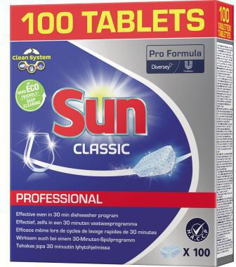 SUN Spülmaschinentabs Professional Classic 100 Stück – Kraftvoll gegen Eiweiß, Stärke, Tee- und Kaffeeflecken