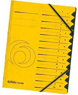 Herlitz Ordnungsmappe 10843316 – DIN A4, 12 Fächer, Karton blau, mit Gummizug