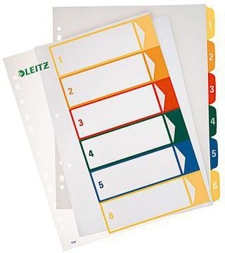 LEITZ Zahlenregister 1-5 DIN A4 volle Höhe PP farbig/transparent mit Easyprint