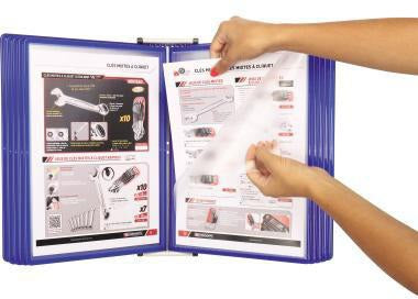 DJOIS Sichttafelwandhalter Easy Load DIN A4 mit 10 blauen Sichttafeln