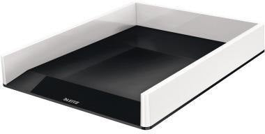 LEITZ Briefkorb WOW 53611001 DIN A4 PS weiß/grau – Stilvoller Duo-Colour Briefablage