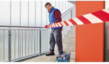 tesa Signal Absperrband 58137-00000 80mm x 100m rot/weiß – Markierungsband für Gefahrenbereiche