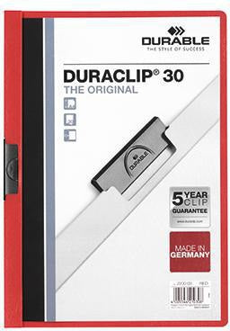 DURABLE Klemmmappe DURACLIP 30 DIN A4 Hartfolie grün – für bis zu 30 Blatt