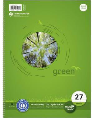Staufen Collegeblock Green DIN A4 liniert 70g/m² 80 Blatt Recyclingpapier