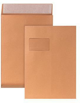 POSTHORN Faltentasche DIN C4 mit Fenster, 120 g/m² Kraftpapier braun