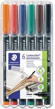STAEDTLER Lumocolor permanent 317 Folienstift 1 mm 6er-Set farbig sortiert