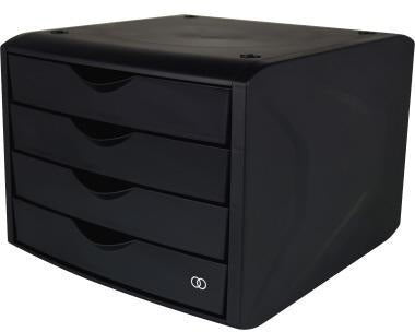 Soennecken Schubladenbox oeco 1614 schwarz, 4 Schubladen DIN A4, 80 % Recyclingkunststoff
