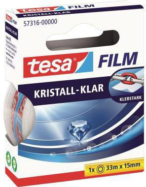 tesa tesafilm kristall-klar 57316 – 15 mm x 33 m, unsichtbares Klebeband, Made in Germany