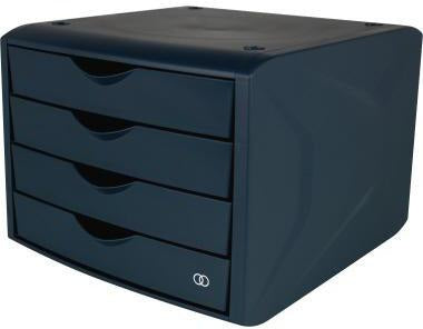 Soennecken Schubladenbox oeco 1614 schwarz, 4 Schubladen DIN A4, 80 % Recyclingkunststoff