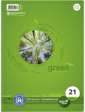 Staufen Collegeblock Green DIN A4 liniert 70g/m² 80 Blatt Recyclingpapier