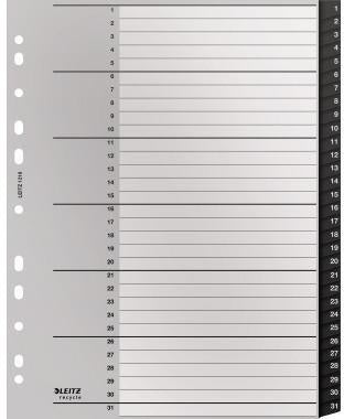 Leitz Zahlenregister Recycle A4 1-10 schwarz, 90 % recycelter Kunststoff, Universallochung