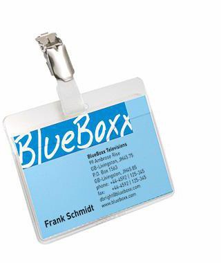 DURABLE Namensschild 810619 90x60 mm transparent, 25 Stück mit drehbarem Clip