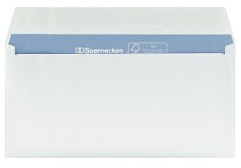 Soennecken Briefhülle Premium 1313 DIN lang mit Fenster und Haftklebung, 200 Stück, weiß, 100 g/m²