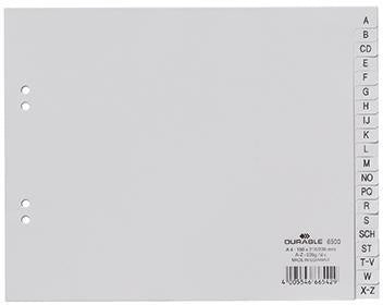 DURABLE A-Z Register DIN A4 teildeckend 20-teilig aus Polypropylen in Grau