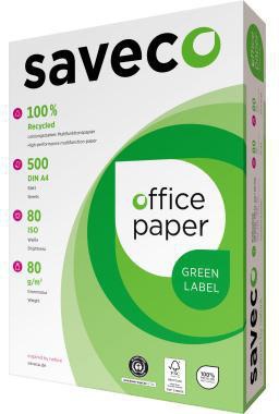 SAVECO Kopierpapier Green Label A4 80g Recyclingpapier 500 Blatt chlorfrei gebleicht