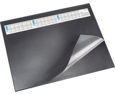 LÄUFER Durella DS Schreibunterlage 53 x 40 cm mit Vollsichtfolie & Jahresplan-Kalender, grau