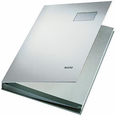LEITZ Unterschriftsmappe 57000025 DIN A4 20 Fächer Graupappe rot – 100 % recycelt
