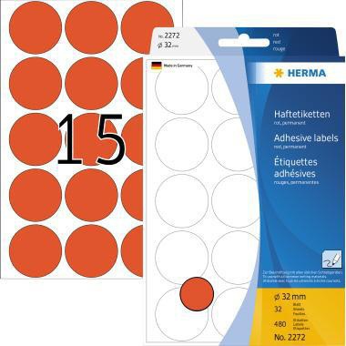 HERMA Markierungspunkt 2271, 32 mm, gelb, 480 Stück pro Packung – selbstklebende Etiketten