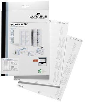 DURABLE Einsteckschild BADGEMAKER® 65 x 30 mm weiß Karton 360 Stück für Laserdrucker
