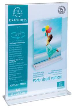 Exacompta Prospekthalter 84158D T-Form PMMA A4 – Tischaufsteller Office Exacryl, beidseitig, kristall