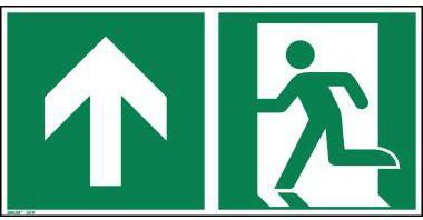 Hinweisschild Rettungsweg rechts abwärts ISO 7010 300x150mm PVC von Soennecken eG – nachleuchtend