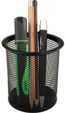helit Stifteköcher Mesh H2518195 – Runder Metall Stiftehalter 9 x 10 cm, 1 Fach, Schwarz