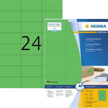 HERMA Universaletiketten 4406 gelb 70 x 37 mm 2.400 Stück für Laserdrucker und Kopierer
