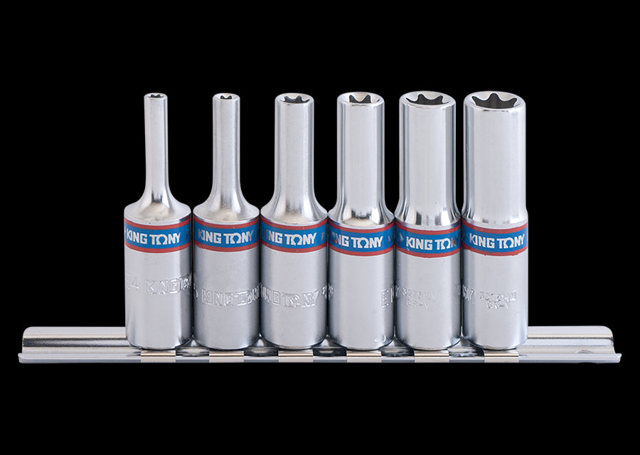 KING TONY Profi-Werkzeuge - 3/8" TORX® Steckschlüssel-Set, Steckleiste - 6 tlg. 3116PR