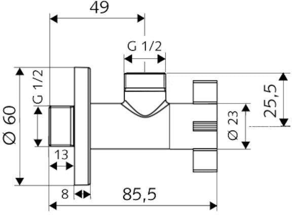 SCHELL Design-Eckventil 4WING regulierbar, 1/2 Zoll, chrom – ohne Verschlussschraube